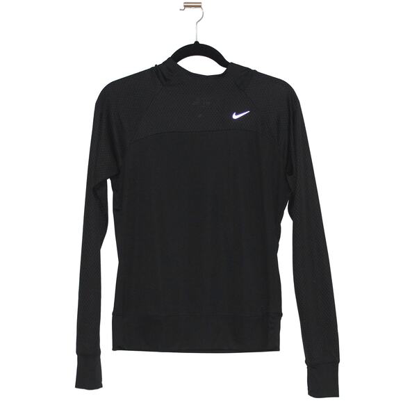 Nike Mesh Sleeve Black Long Sleeve Dri Fit Top Medium - Picture 1 of 5